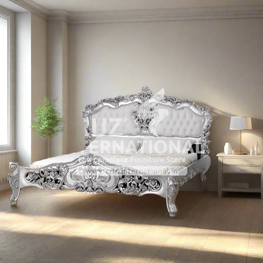 Maharaja Carlotta Silvar Carving Bed (Silver Antique Finish) CRUZ INTERNATIONAL
